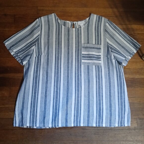 LIZ CLAIBORNE short sleeve linen blend top (XL) - Picture 1 of 12